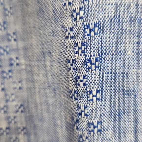 Chico's 100% Linen No Iron Blue Button-Up‎ Blouse Size 14 - Picture 9 of 12